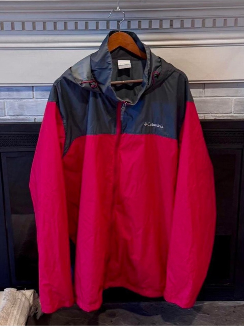 Columbia Packable Windbreaker Jacket Red Gray 3XLT Hooded - Picture 3 of 10